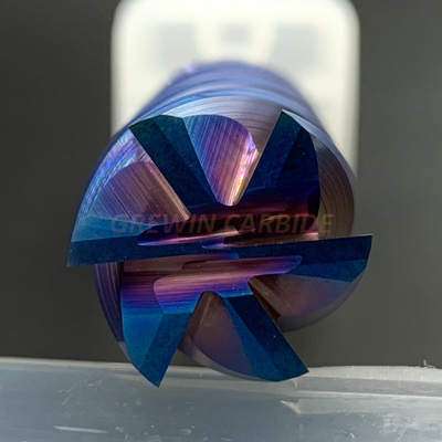 Подгонянное HRC65 6 рифлит твердые торцевые фрезы карбида с голубым Nano покрытием