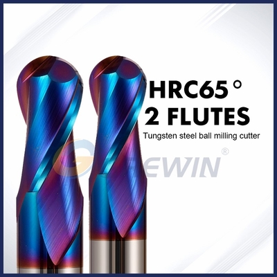 Hrc65 2 рифлит голубую Nano покрытую торцевую фрезу карбида вольфрама носа шарика